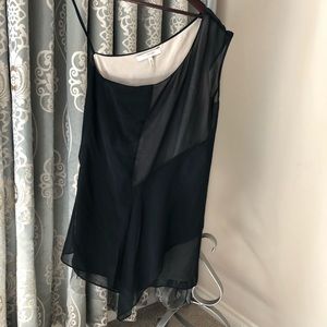 BCBGMaxazria One Shoulder Chiffon Slip Dress